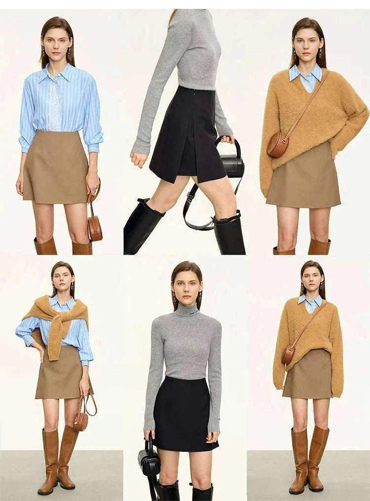 High Waist A-Line Skort for Women – Minimalist Casual Office Style-Black Skirt / XXL