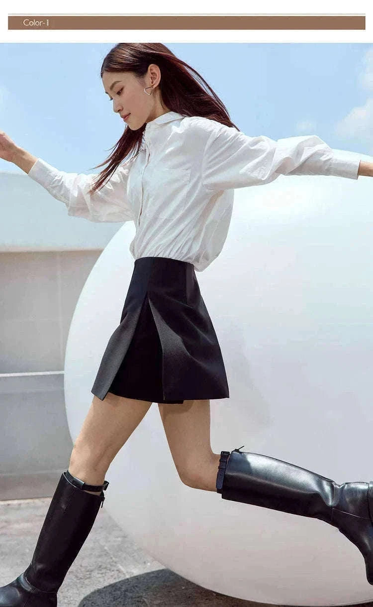 High Waist A-Line Skort for Women – Minimalist Casual Office Style-