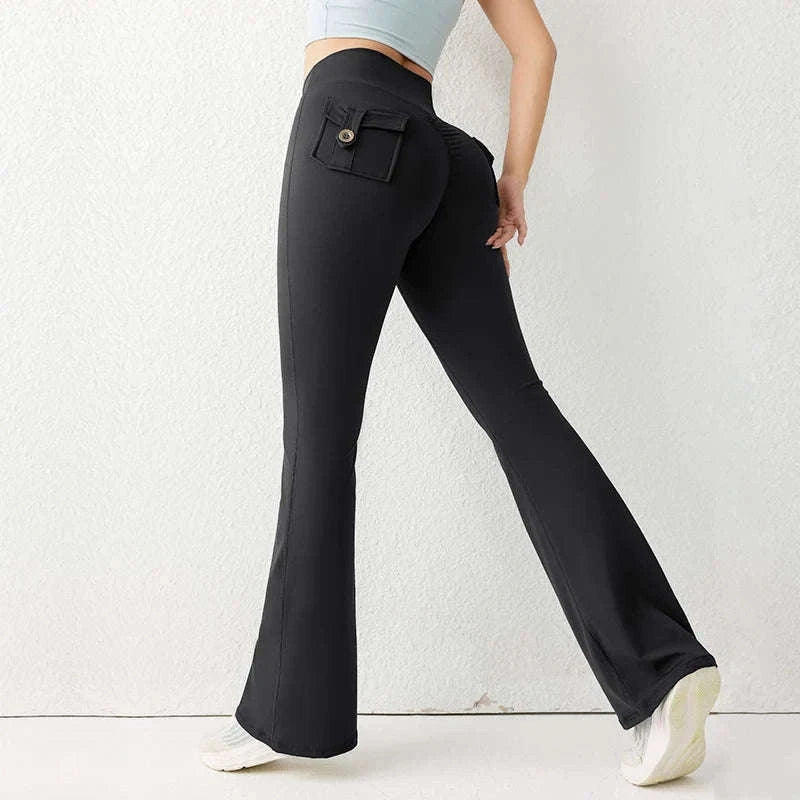 High Waist Flared Butt Lifting Yoga Leggings for Women-Cocoa color / L