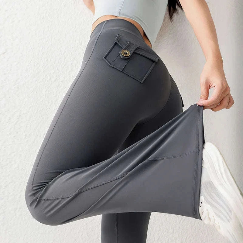 High Waist Flared Butt Lifting Yoga Leggings for Women-Cocoa color / L
