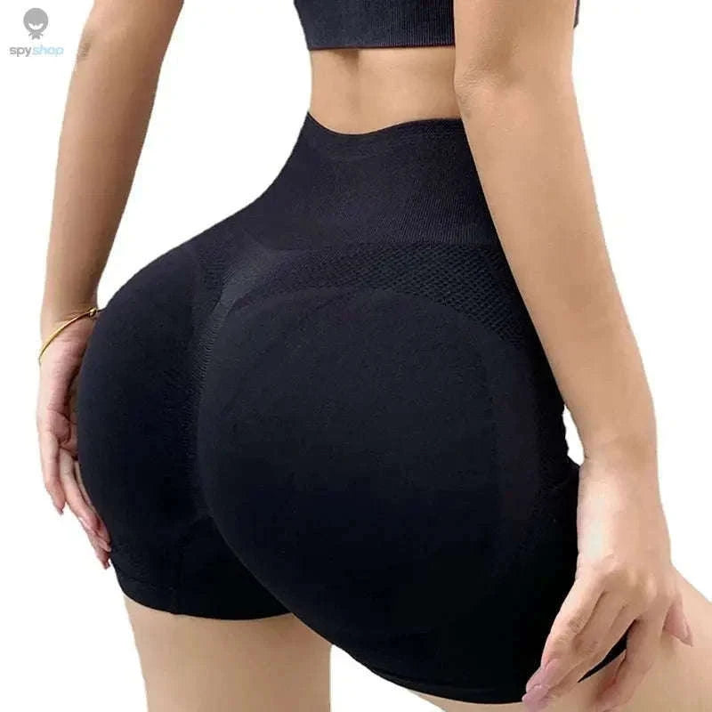 High Waist Gym & Yoga Shorts with Quick-Dry Push-Up Support-red / S-M(40-65KG)