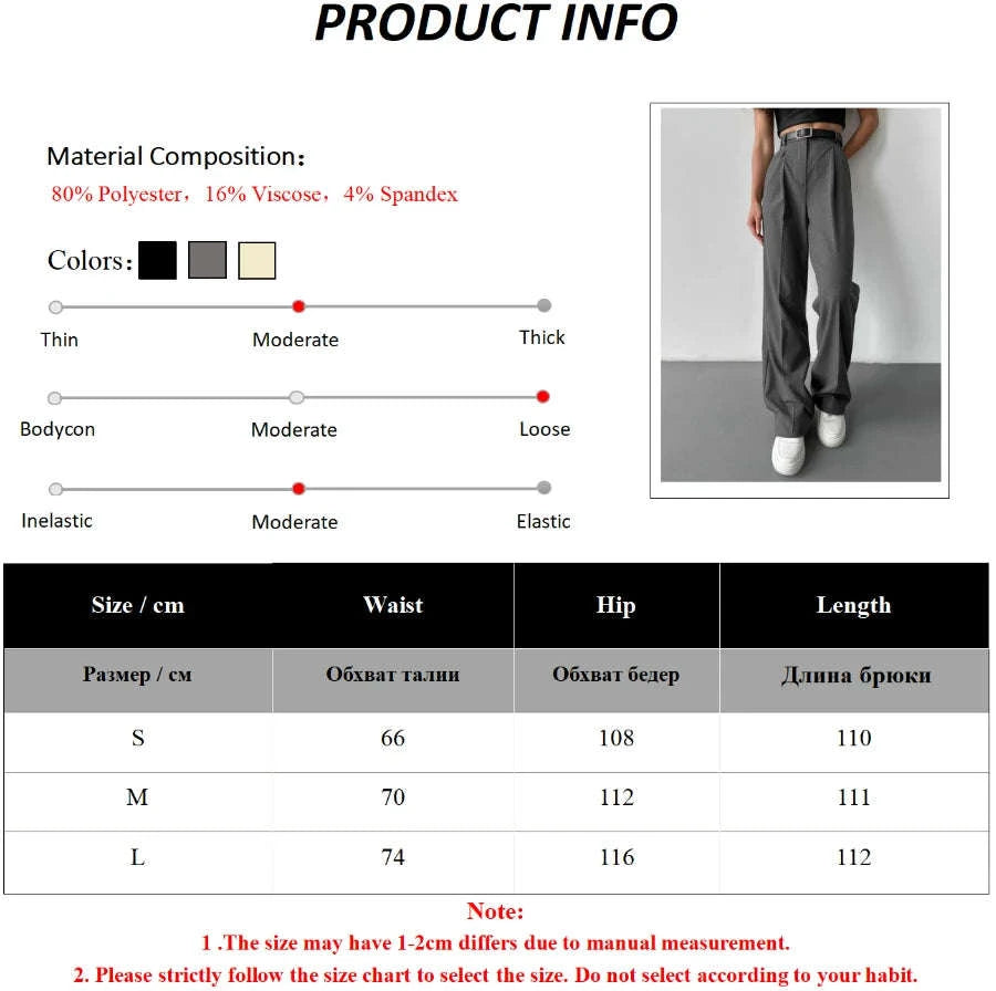 High Waist Pleated Wide Leg Work Pants with Pockets for Women-black / S