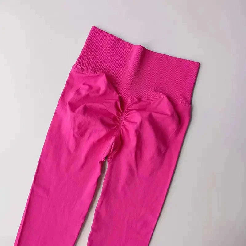 High Waist Seamless Yoga Leggings for Women, Sculpted Fit-Rose Red / L / CHINA