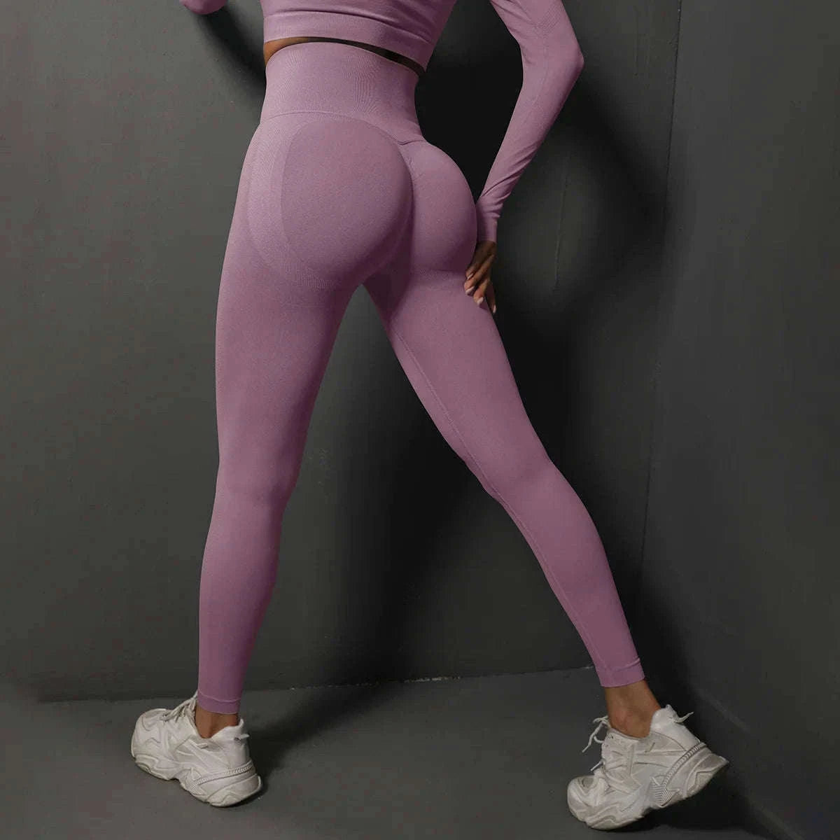 High Waist Seamless Yoga Leggings for Women, Sculpted Fit-Rose Red / L / CHINA