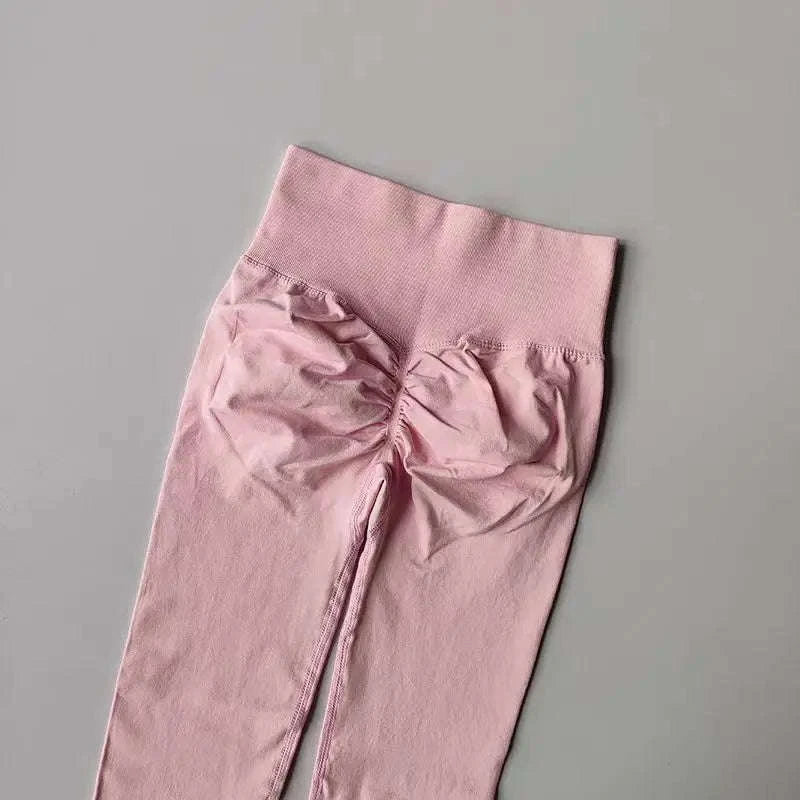 High Waist Yoga Leggings for Women – Seamless Push-Up Gym Pants-Rose Red / L / CHINA