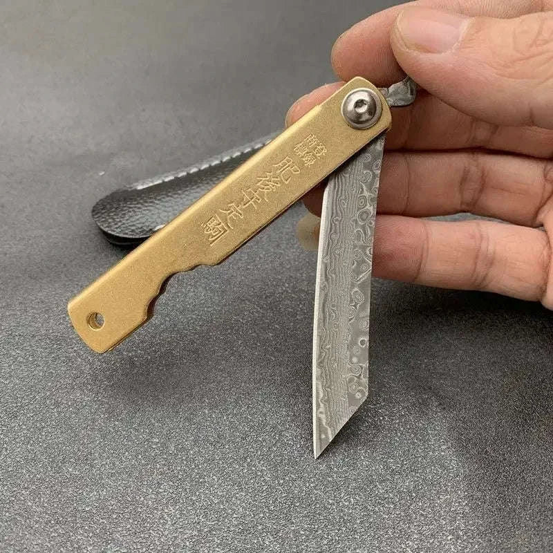 Higonokami Japanese Mini Pocket Folding Knife VG10 Damascus Steel-5Cr13Mov Blade