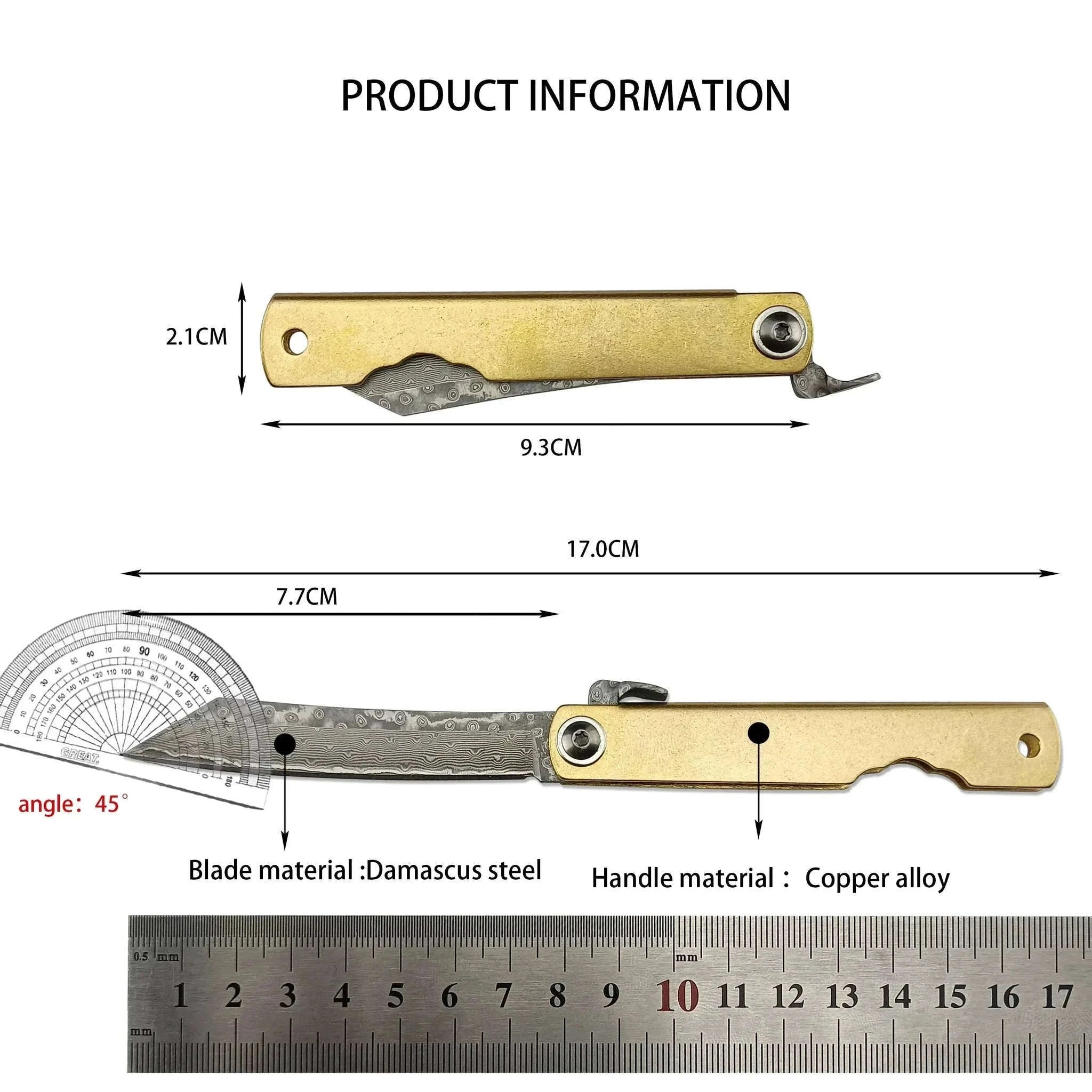 Higonokami Japanese Mini Pocket Folding Knife VG10 Damascus Steel-5Cr13Mov Blade