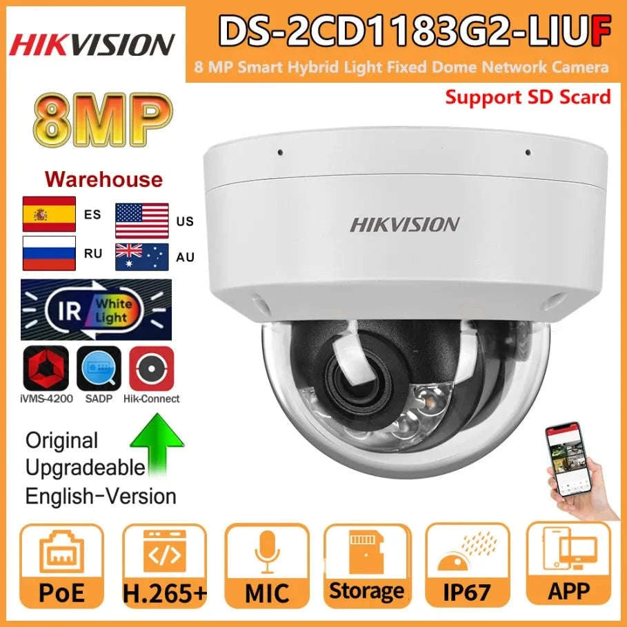 Hikvision DS-2CD1183G2-LIUF 8MP Hybrid Light Dome Camera-DS-2CD1183G2-LIUF / 2.8mm / United States