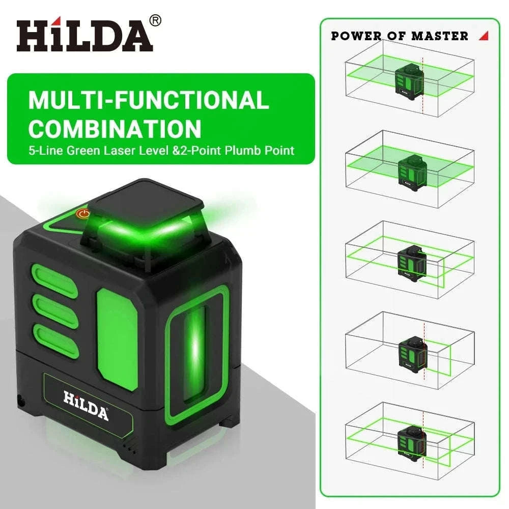 HILDA Green Light Laser Level for Fast, Accurate Layouts-AB180