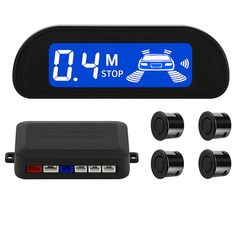 Hippcron Bil Parkeringssensor Kit Med Auto Parktronic Omvänd LED Monitor 22mm 4 Sensorer Radar Tracker System Bakgrundsbelyst Display