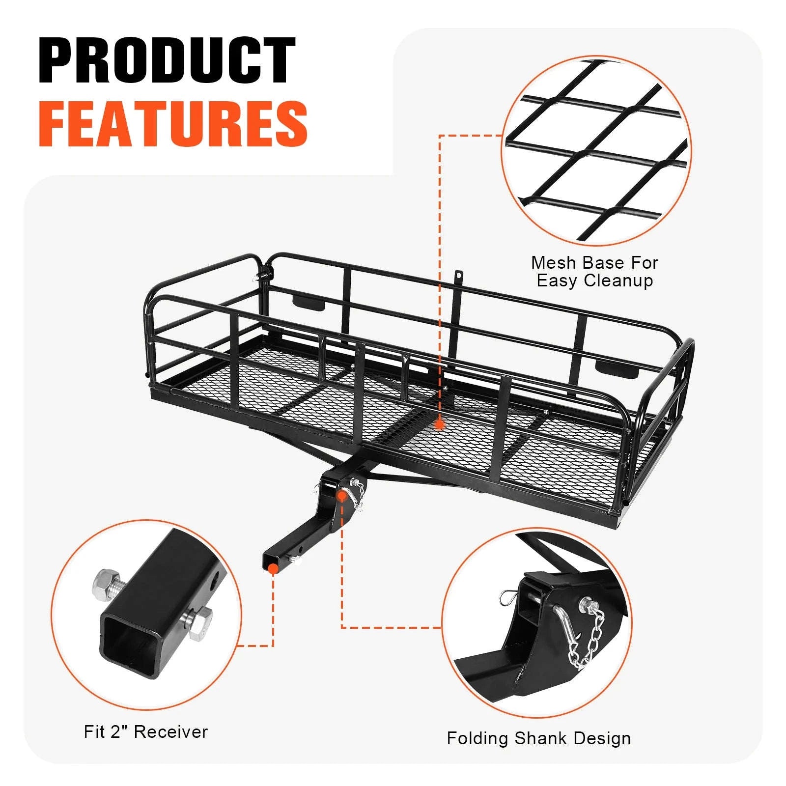 Hitch Cargo Carrier 500 LBS with Hitch Stabilizer for 2-Inch Receiver-United States
