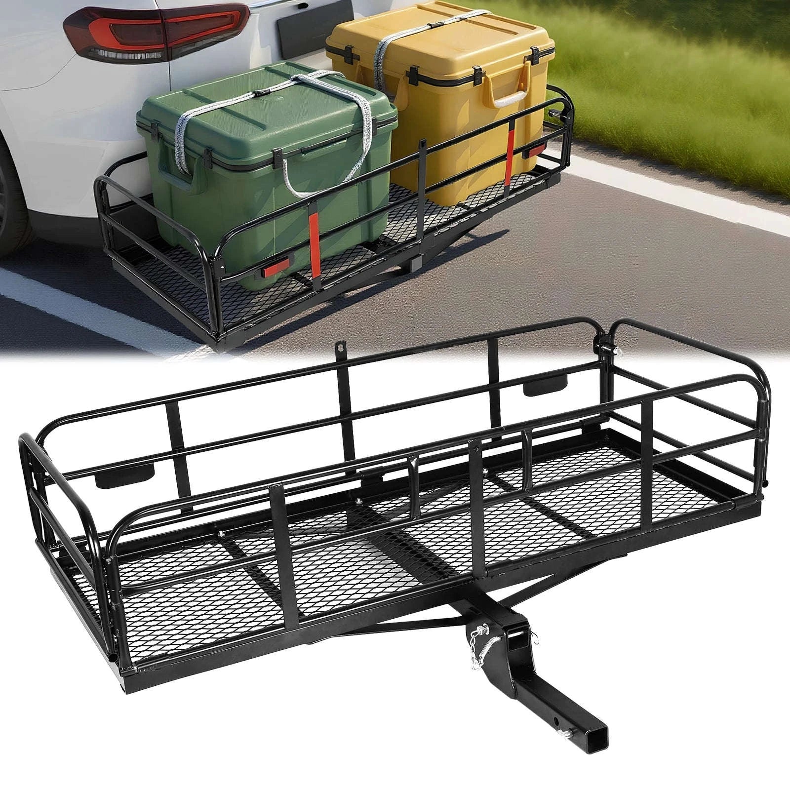 Hitch Cargo Carrier 500 LBS with Hitch Stabilizer for 2-Inch Receiver-United States