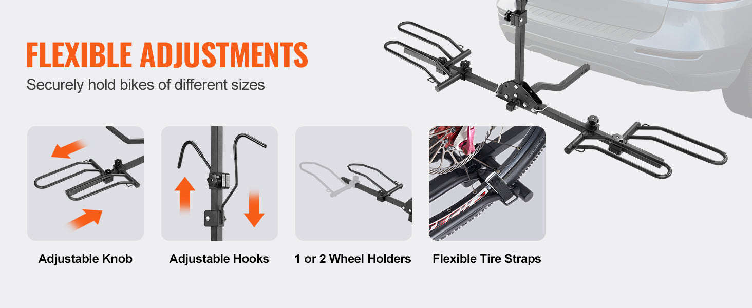 Hitch Mount Bike Rack, 1-2 Bike Platform Carrier with Tilt and Fold-2x160 / france