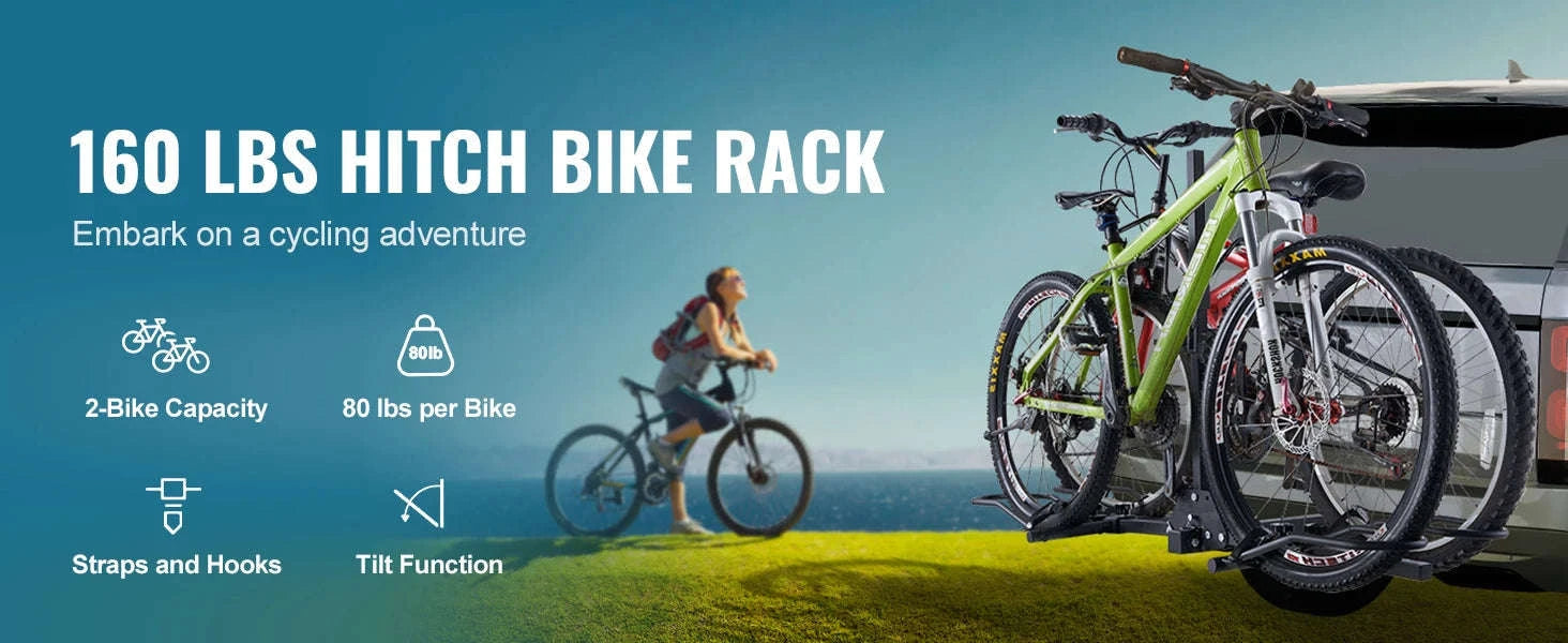 Hitch Mount Bike Rack, 1-2 Bike Platform Carrier with Tilt and Fold-2x160 / france