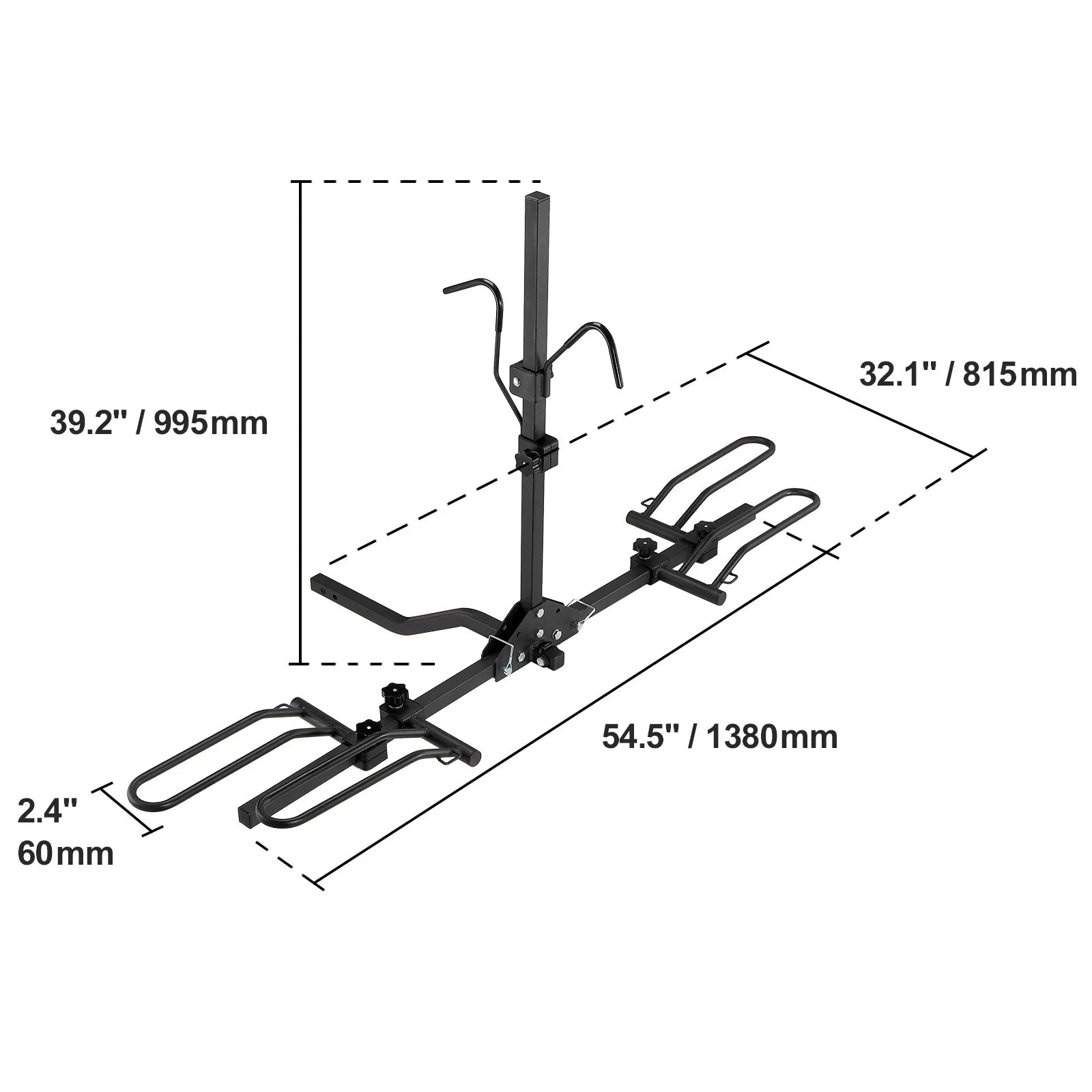 Hitch Mount Bike Rack, 1-2 Bike Platform Carrier with Tilt and Fold-2x160 / france