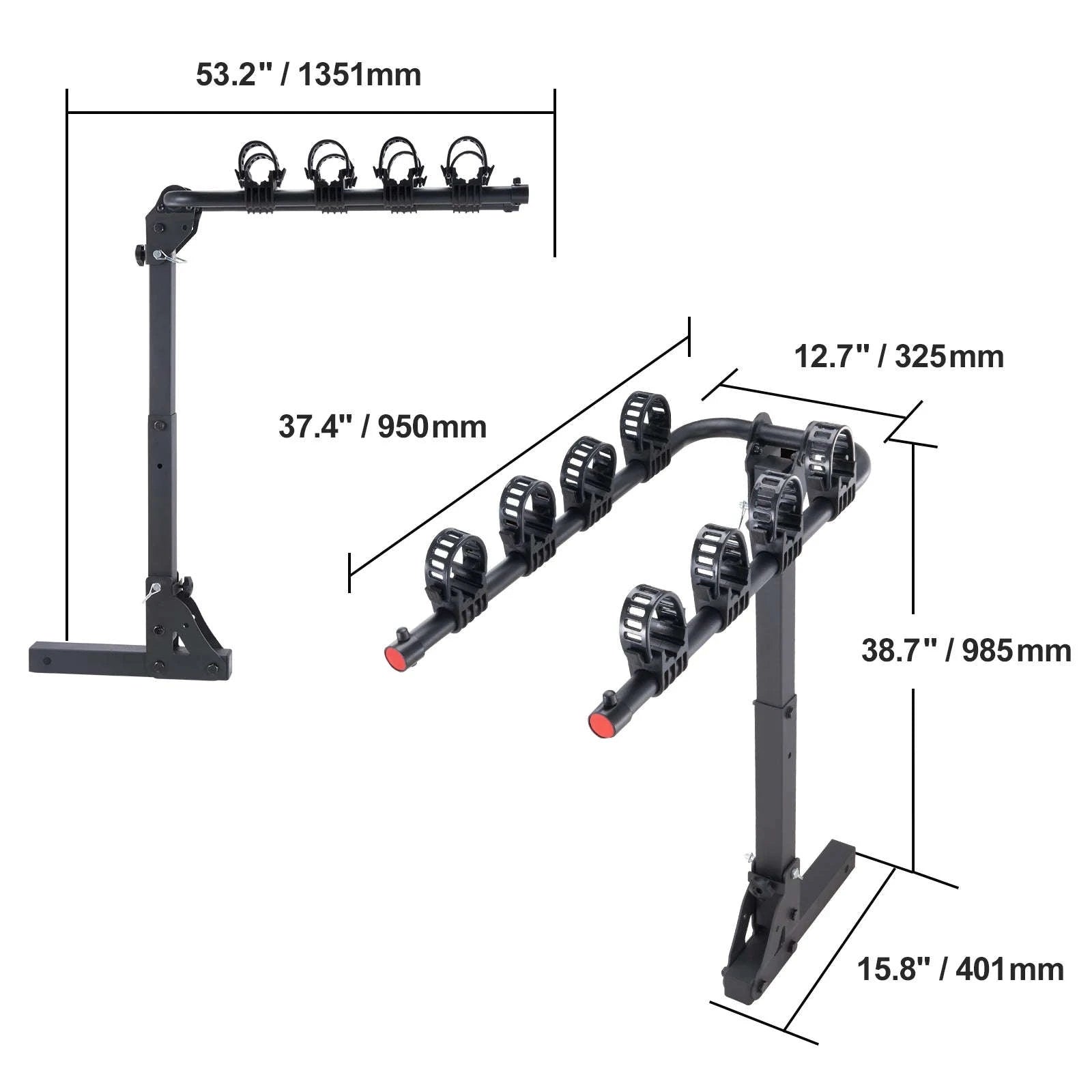 Hitch Mount Bike Rack, 1-2 Bike Platform Carrier with Tilt and Fold-2x160 / france