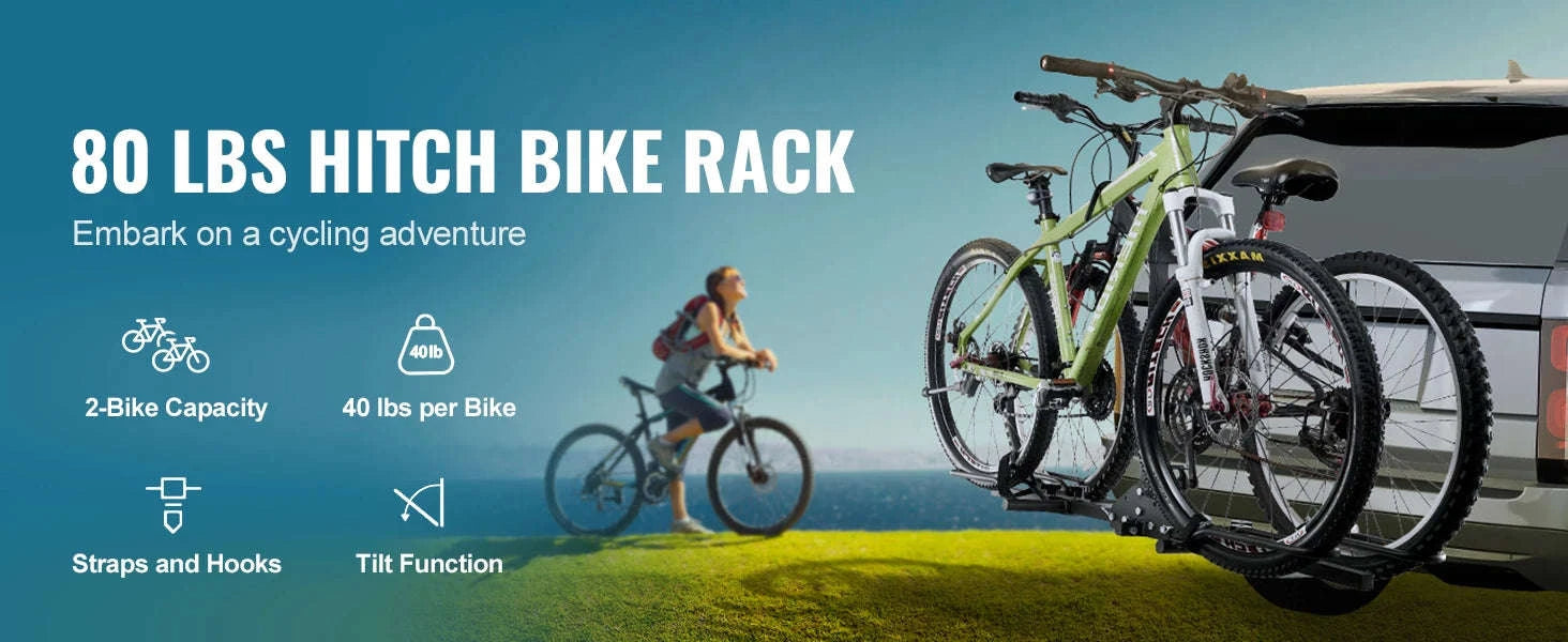 Hitch Mount Bike Rack, 1-2 Bike Platform Carrier with Tilt and Fold-2x160 / france