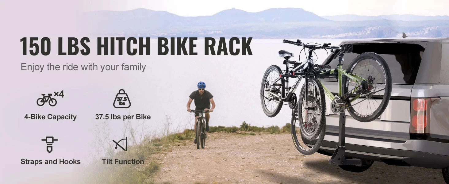 Hitch Mount Bike Rack, 1-2 Bike Platform Carrier with Tilt and Fold-2x160 / france