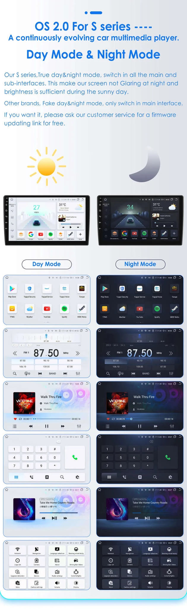 HIZPO 7-Inch Android Car Radio with CarPlay for Opel-S6 Black / france