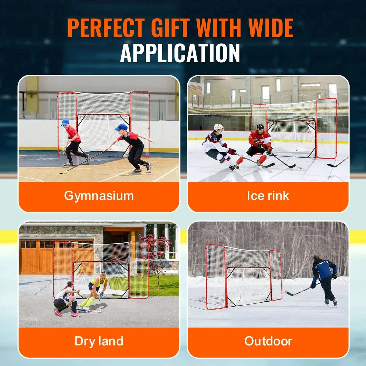 Hockey Goal with Backstop Targets 72 Inch Portable Indoor Outdoor Steel Net-72inch heigh / spain
