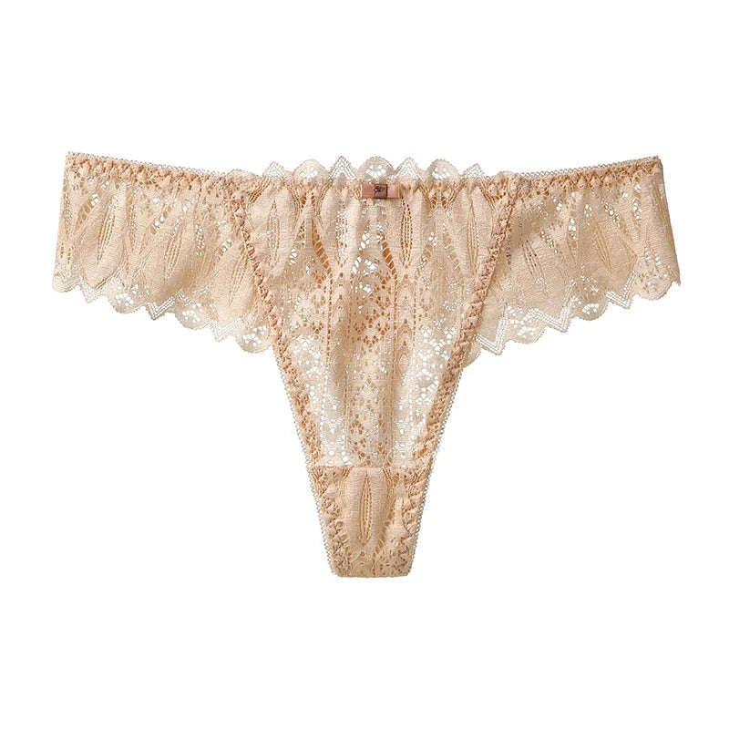 Hollow Out Lace G-String Panties-Burgundy / XL / 1pc
