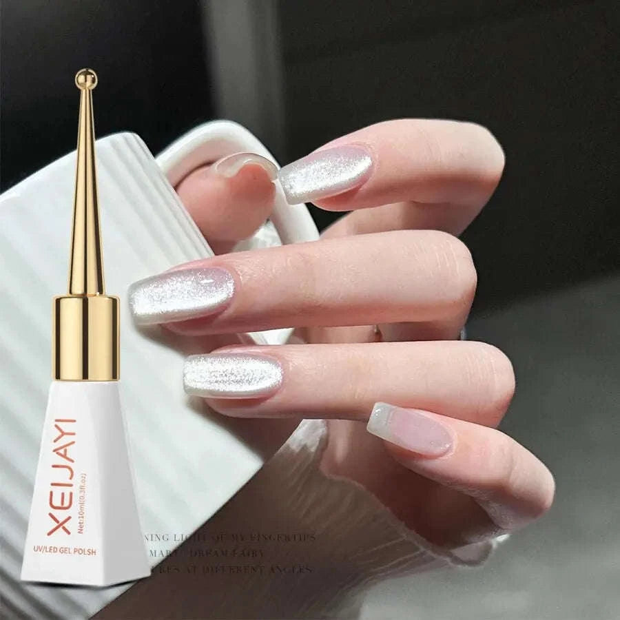Holographic Mirror Cat Eye Gel Polish-Mirror White Cat Eye
