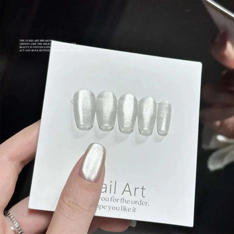 Holographic Mirror Cat Eye Gel Polish-Mirror White Cat Eye