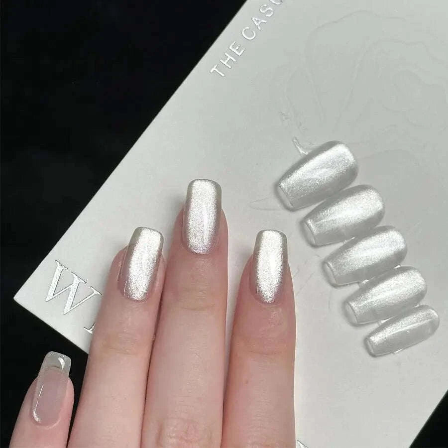 Holographic Mirror Cat Eye Gel Polish-Mirror White Cat Eye