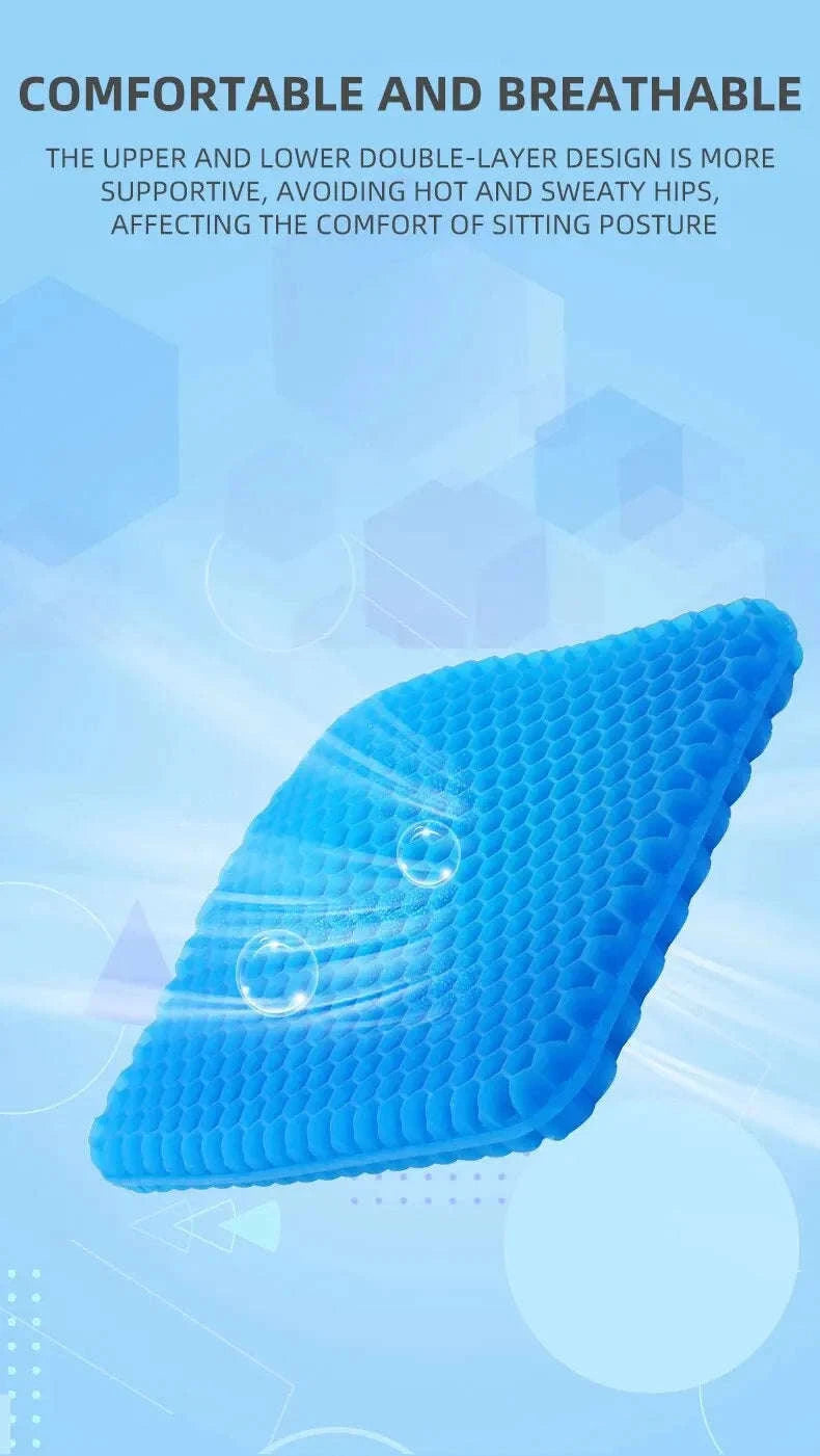 Honeycomb Gel Cushion for Enhanced Seating Comfort-Blue / 40x35cm