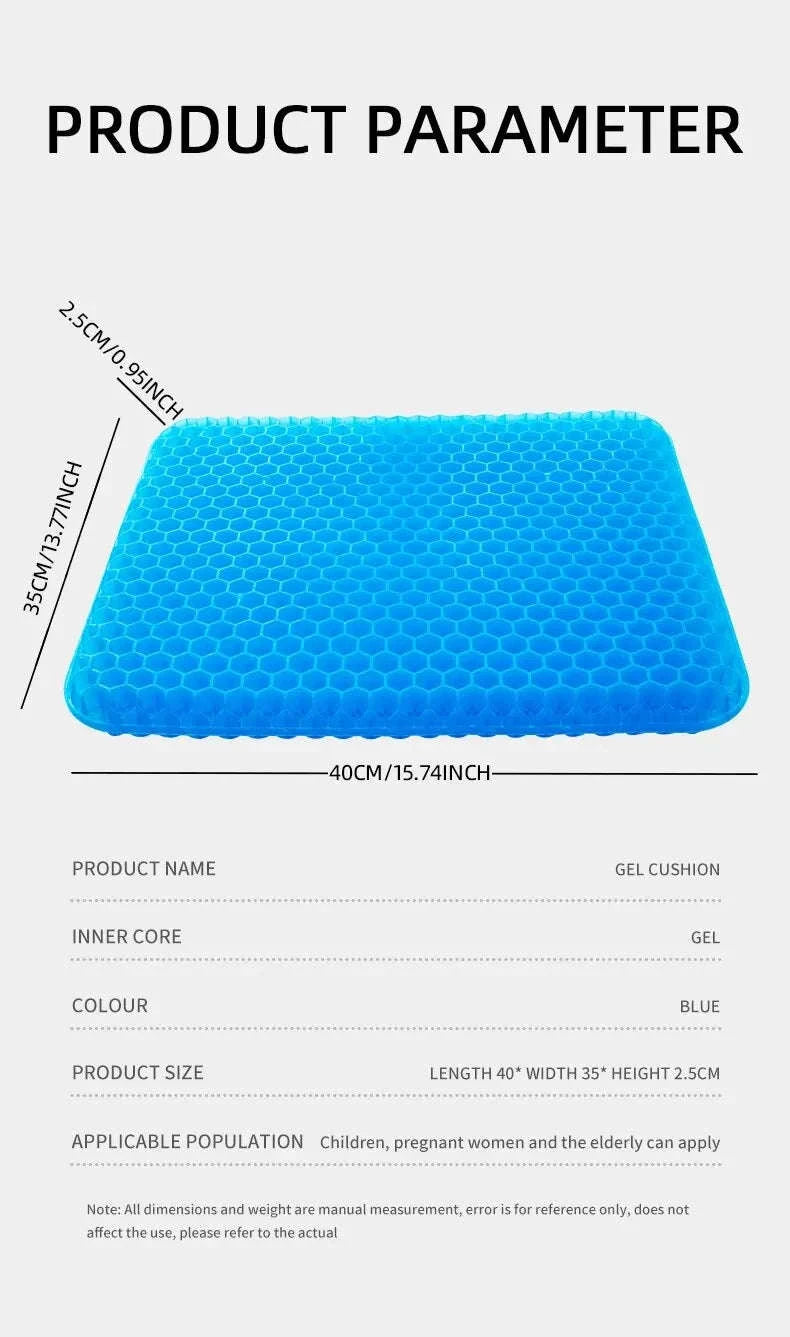 Honeycomb Gel Cushion for Enhanced Seating Comfort-Blue / 40x35cm