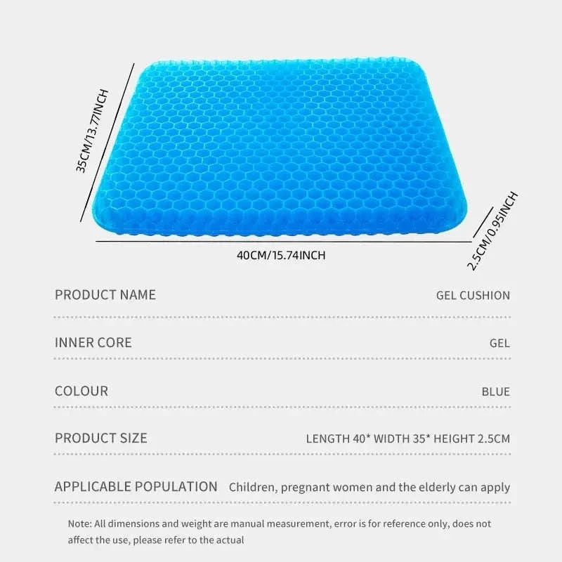Honeycomb Gel Cushion for Enhanced Seating Comfort-Blue / 40x35cm