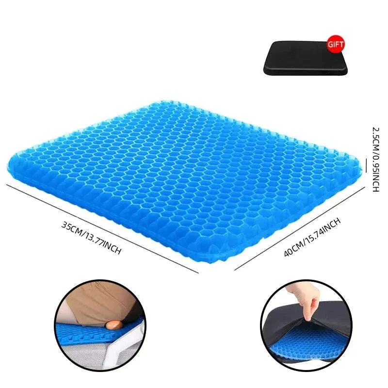 Honeycomb Gel Cushion for Enhanced Seating Comfort-Blue / 40x35cm