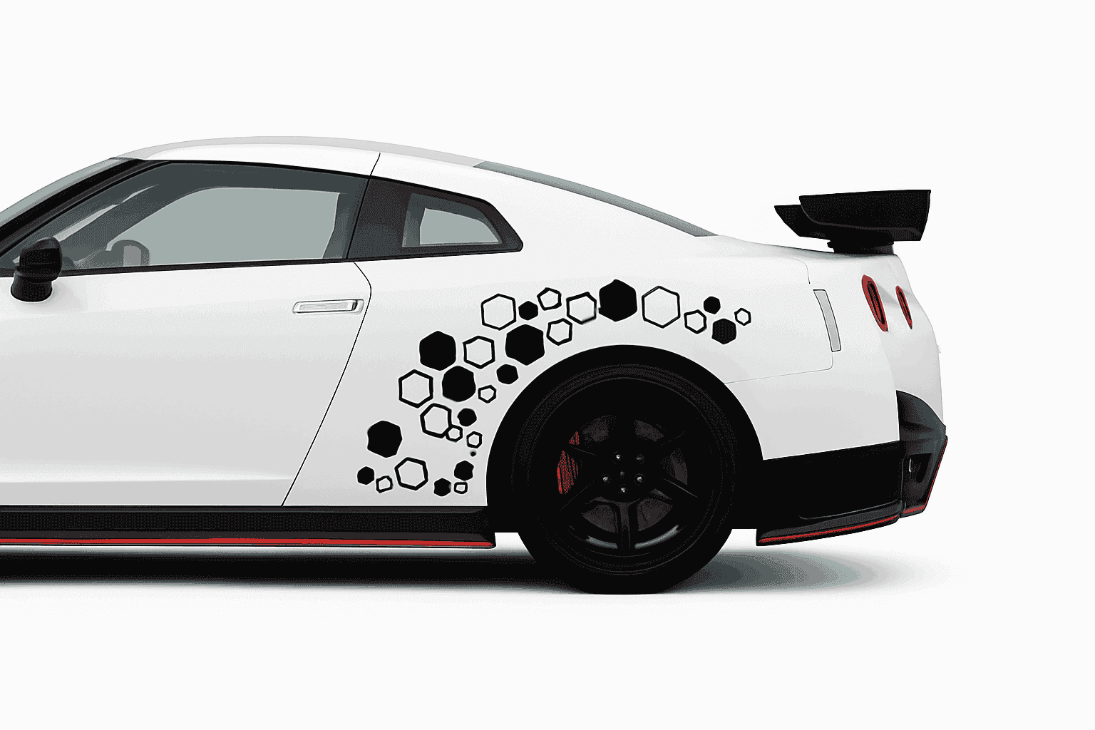 Honeycomb Hexagon Car Vinyl Decals Waterproof Polygon Stickers-77.7x20.3cm / Glossy Black