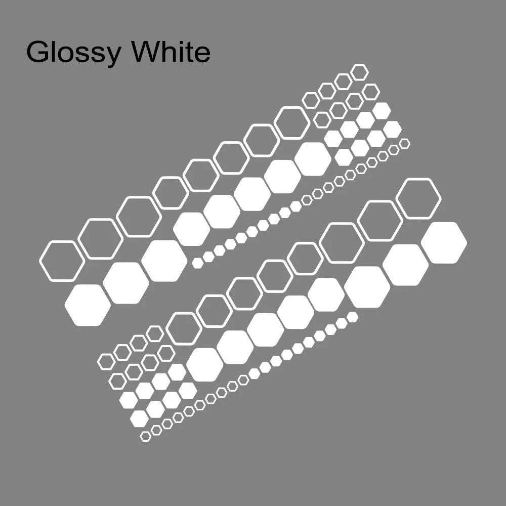 Honeycomb Hexagon Car Vinyl Decals Waterproof Polygon Stickers-77.7x20.3cm / Glossy Black