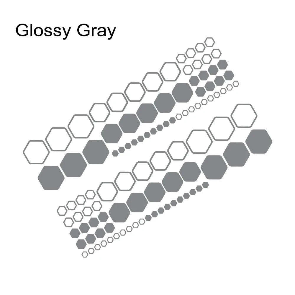Honeycomb Hexagon Car Vinyl Decals Waterproof Polygon Stickers-77.7x20.3cm / Glossy Black