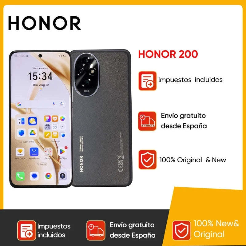 Honor 200 5G Smartphone with Snapdragon 7 Gen 3-Black / spain / Global Version|12GB|256G
