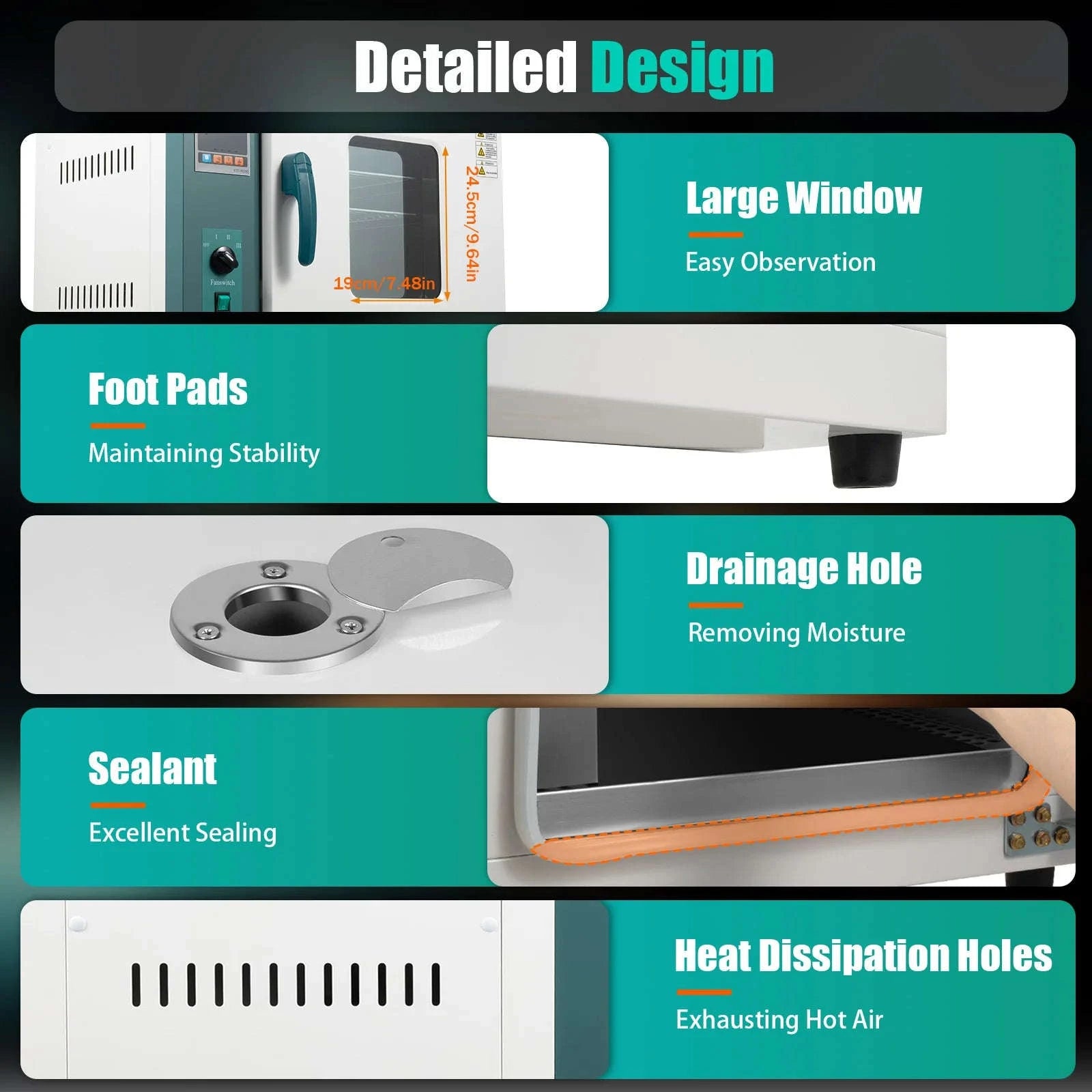 Horizontal Electric Drying Oven 1000W 45L Stainless Steel Thermostatic Box-WHITE / 110V / United States
