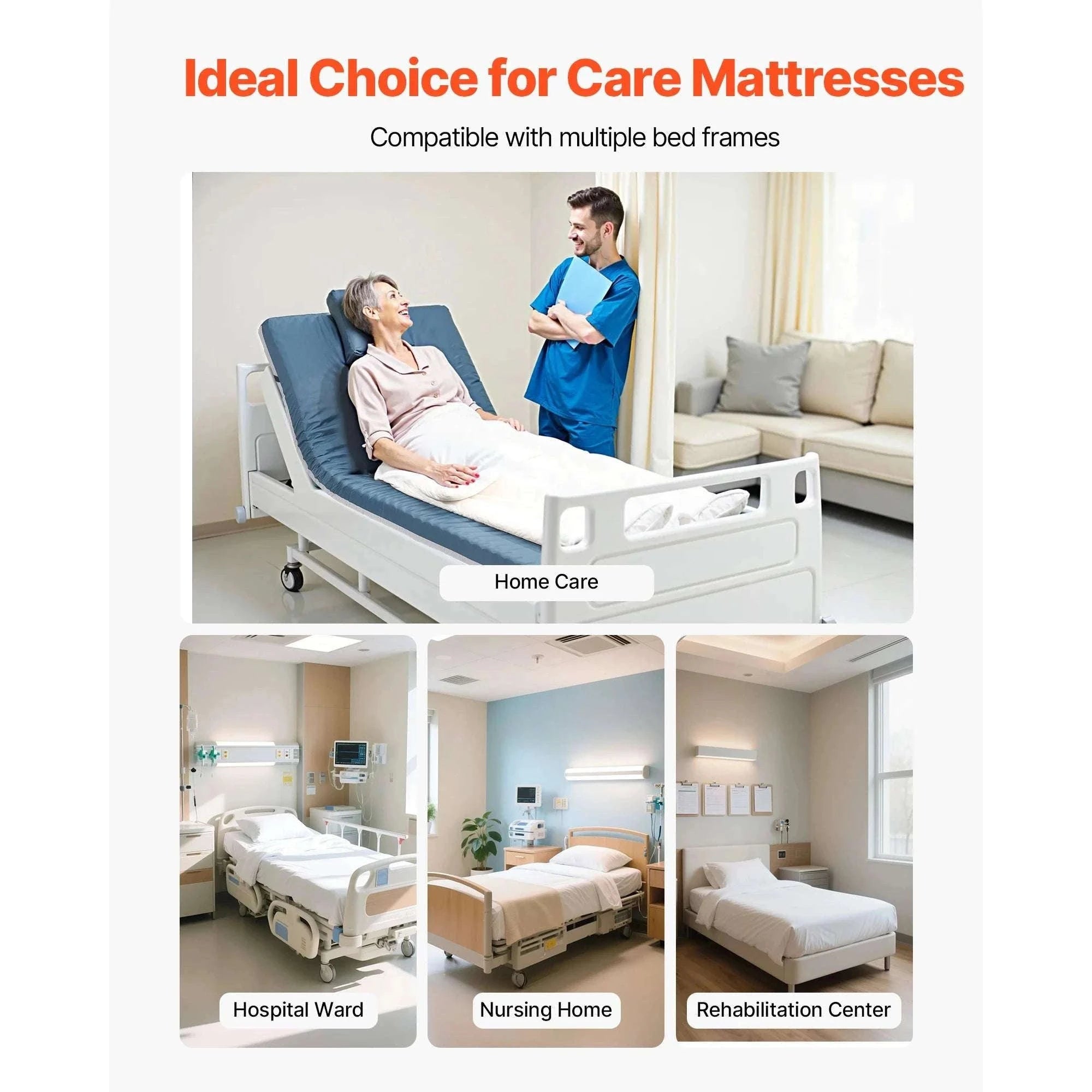 Hospital Bed Mattress with Dual-Layer Foam & Pressure Relief Support-300lbs 76x34x3.5in / United States