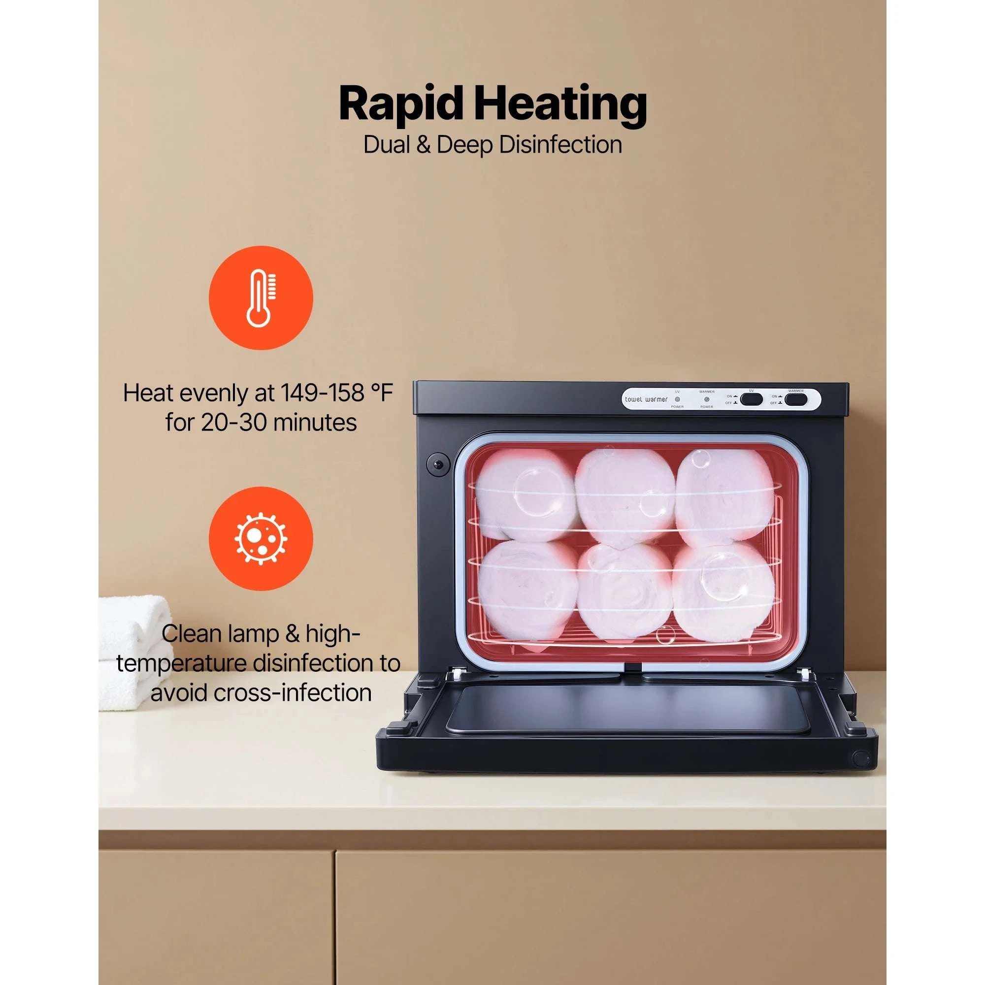 Hot Towel Warmer Cabinet 1.76gal with Steam Heating & Disinfection-8L 110V / United States