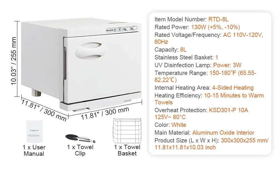 Hot Towel Warmer Cabinet 8L/23L with UV Light & Fast Heating-23L 6W UV light / United States