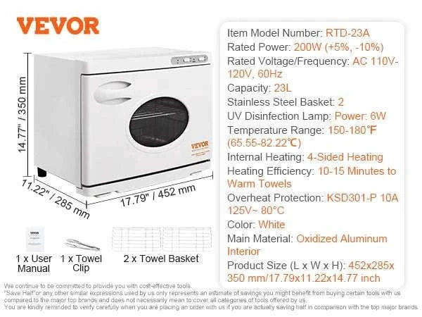 Hot Towel Warmer Cabinet 8L/23L with UV Light & Fast Heating-23L 6W UV light / United States