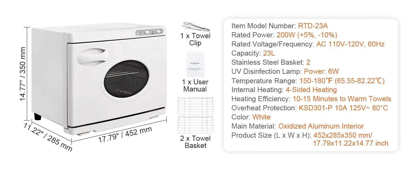 Hot Towel Warmer Cabinet 8L/23L with UV Light & Fast Heating-23L 6W UV light / United States