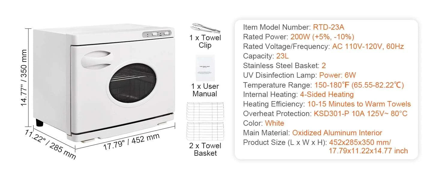 Hot Towel Warmer Cabinet 8L/23L with UV Light & Fast Heating-23L 6W UV light / United States