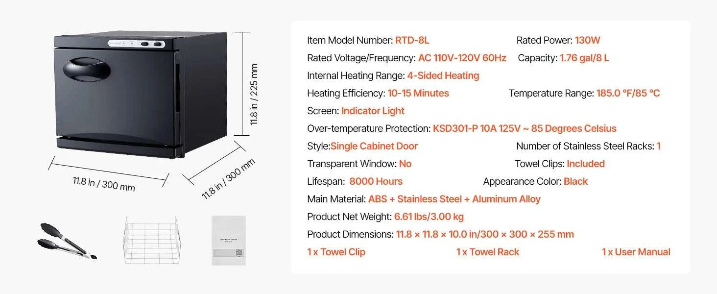 Hot Towel Warmer Cabinet with Steam Heating – Fast 5-Min Heat-23L Black / United States
