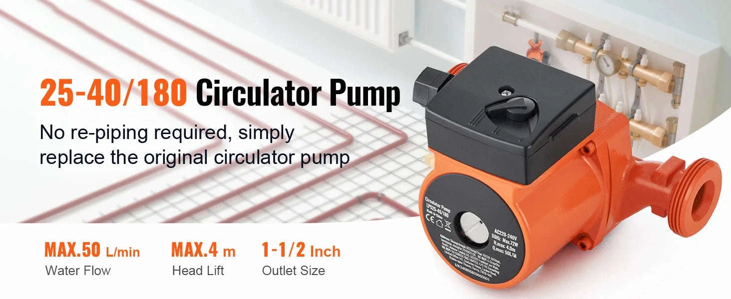 Hot Water Recirculating Pump 220V 3-Speed Quiet Operation-LPS25-4S-180 50LPM / EU / Poland