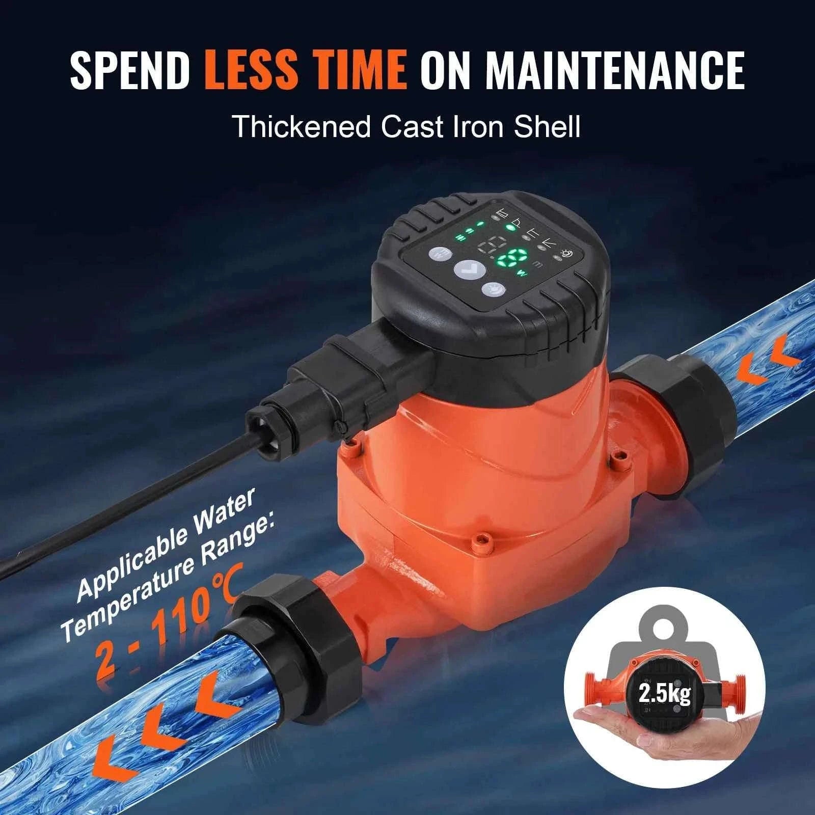 Hot Water Recirculating Pump 50/60/67 L/min 1-1/2" Threaded NPT-67LPM 60W-8m / EU / Germany