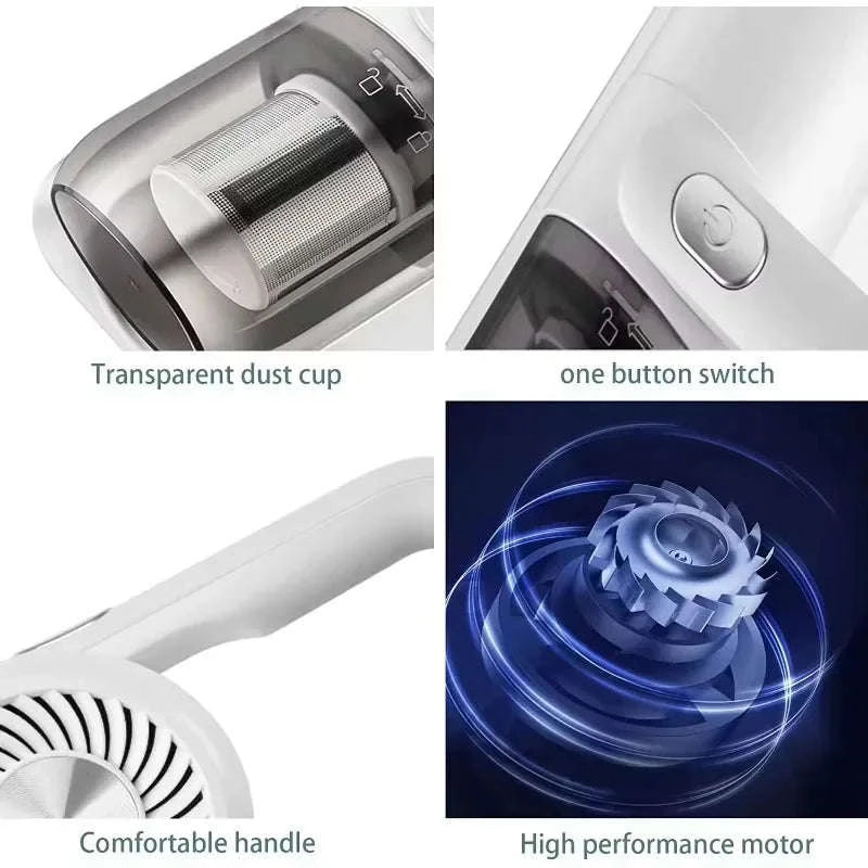 Household Mattress Vacuum Cleaner with UV Sterilization-WHITE 3.7V
