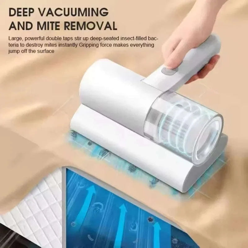 Household Mattress Vacuum Cleaner with UV Sterilization-WHITE 3.7V
