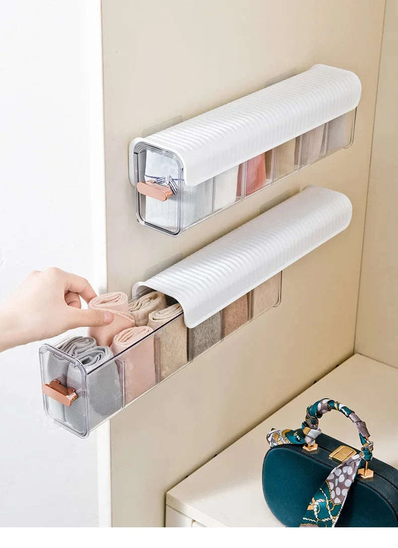 Household Underwear Organizer with Dust‑Proof Push‑Pull Drawer-Light Yellow / 6-10 Cells