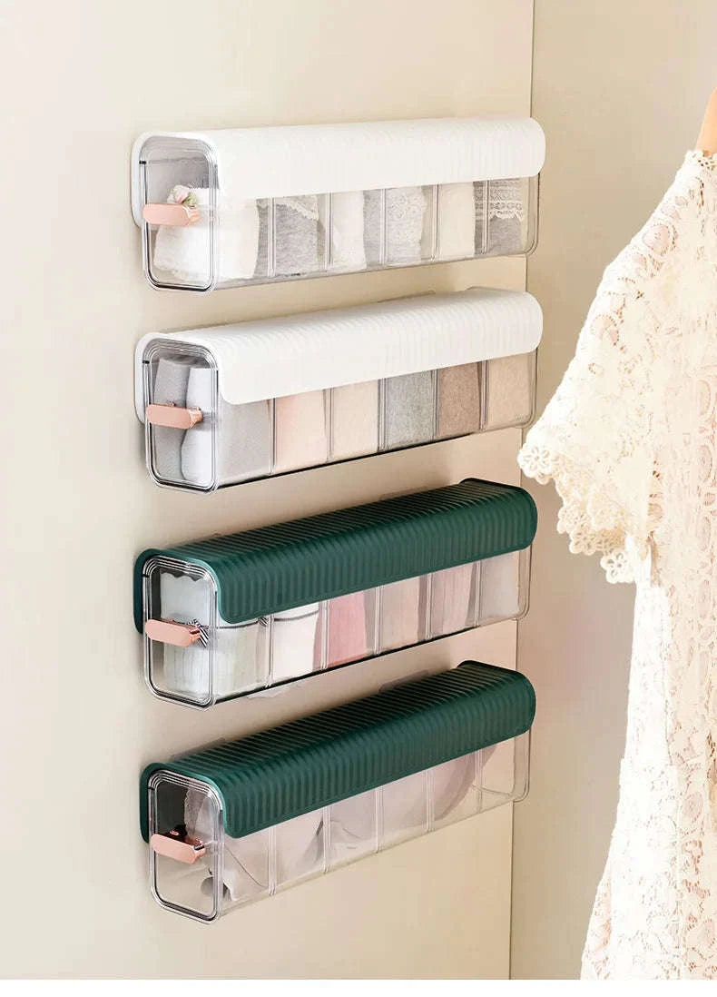 Household Underwear Organizer with Dust‑Proof Push‑Pull Drawer-Light Yellow / 6-10 Cells